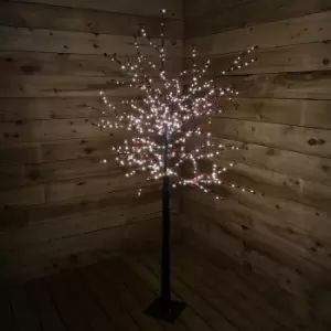 image of 180cm 6ft Christmas Lit Black Twig Tree Red Berry 600 Warm White LED