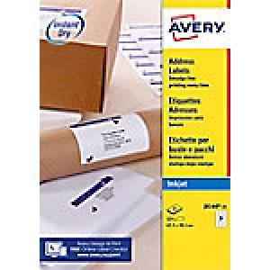 Image of AVERY Address Labels J8160-25 A4 White Self Adhesive 63.5 x 38.1mm 25 Sheets of 21 Labels
