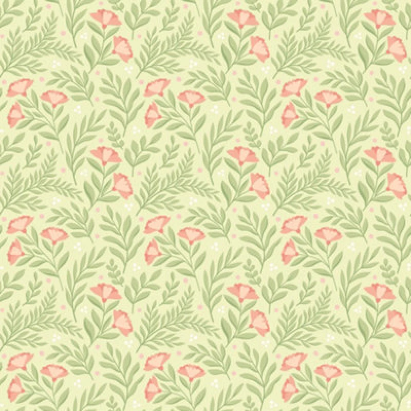 Image of Hoopla Walls Petite Posy Apricot & Fern Smooth Matt Wallpaper