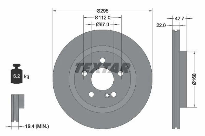 Image of Brake disc TEXTAR 92286903