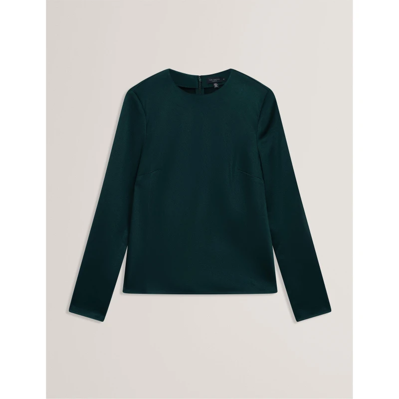 Image of Ted Baker Womens Mesh Long Sleeve T-Shirt Dk-Green female 8 (XS)