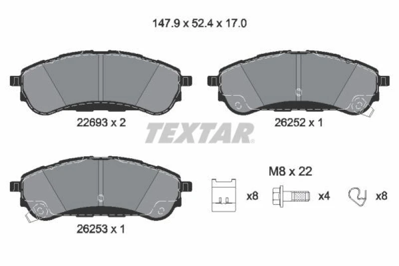 Image of Brake pad set TEXTAR 2269301