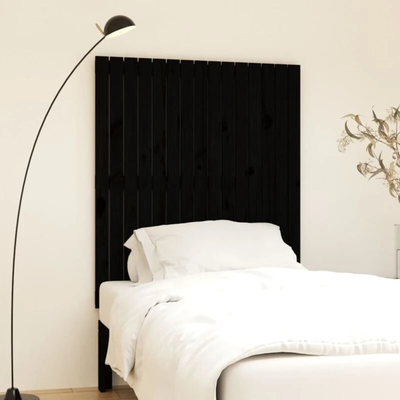 Image of Vidaxl Wall Headboard Black 95.5X3X110 Cm Solid Wood Pine, Black 824937