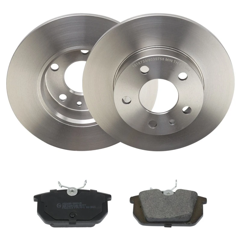 Image of RIDEX 3405B2209 Brake disc and pads set Rear Axle, Brake Disc Type: Solid, excl. wear warning contact Brake Set,disc brakes (3405)