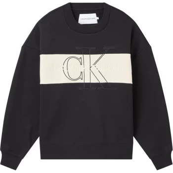 image of Calvin Klein Jeans Mono Block Crew Sweatshirt - CK BLACK BEH