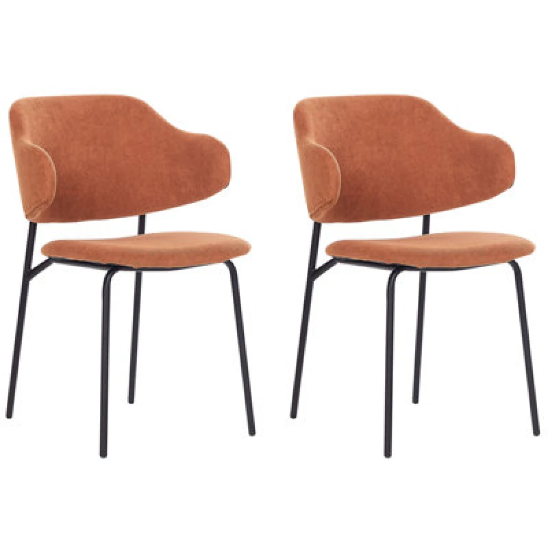 Image of Beliani Set Of 2 Dining Chairs Kenai Orange