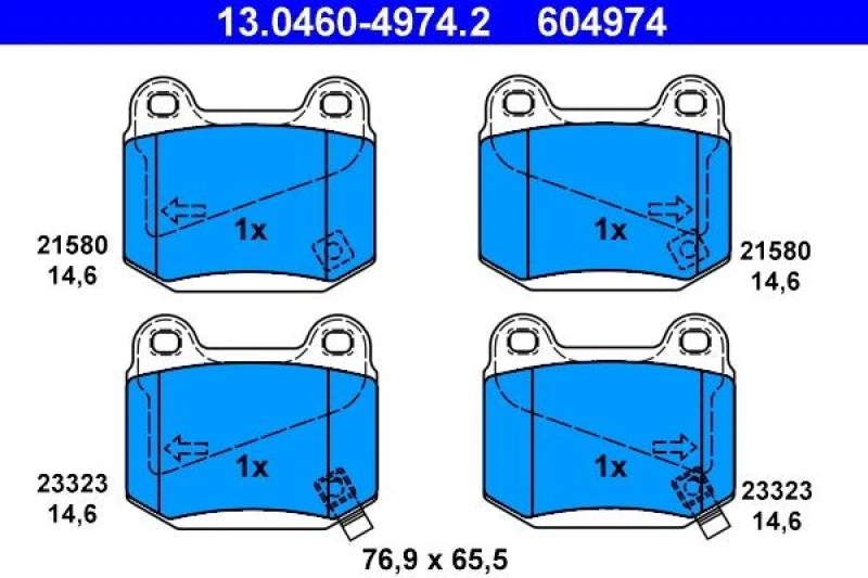 Image of ATE 13.0460-4974.2 Brake pad set with acoustic wear warning Brake Pad Set,disc brake (402)