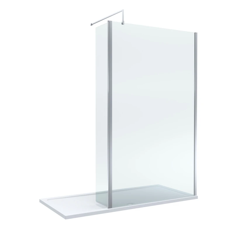 Image of Balterley 8mm Glass Wetroom Screen and Return Chrome and Tray 1700 x 900mm Silver