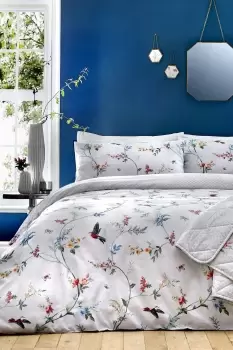 image of 'Mansfield' Vintage Florals And Birds Print Duvet Cover Set