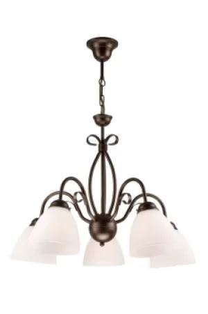 image of Adelle Multi Arm Pendant Ceiling Light With Glass Shades, Brown, 5x E27