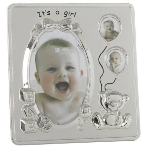 Image of Satin Silver It's a Girl Frame 3 Pictures