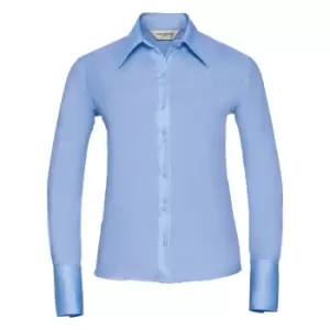 Image of Russell Collection Ladies/Womens Long Sleeve Ultimate Non-Iron Shirt (2XL) (Bright Sky)