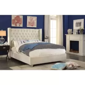 image of Adriana Bed King Plush Velvet Cream