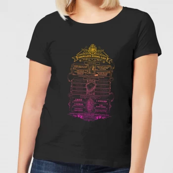 Image of Harry Potter School List Womens T-Shirt - Black - 3XL - Black