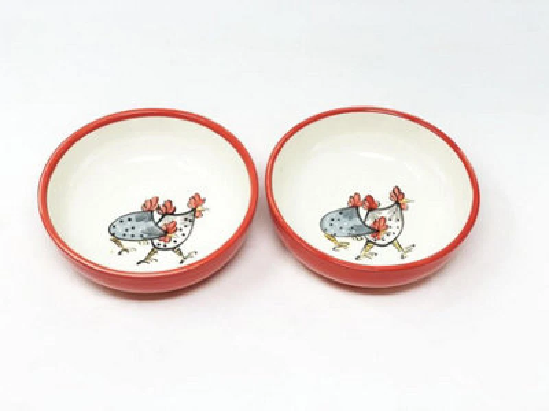 Image of Verano Spanish Ceramics Farmhouse Hand Painted Ceramic Kitchen Dining Set of 2 Shallow Bowls (D) 15cm x (H) 5cm Multi
