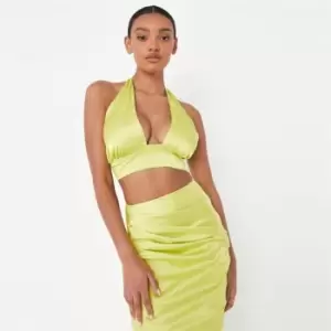 Missguided Satin Halter Top Co-Ord - Green