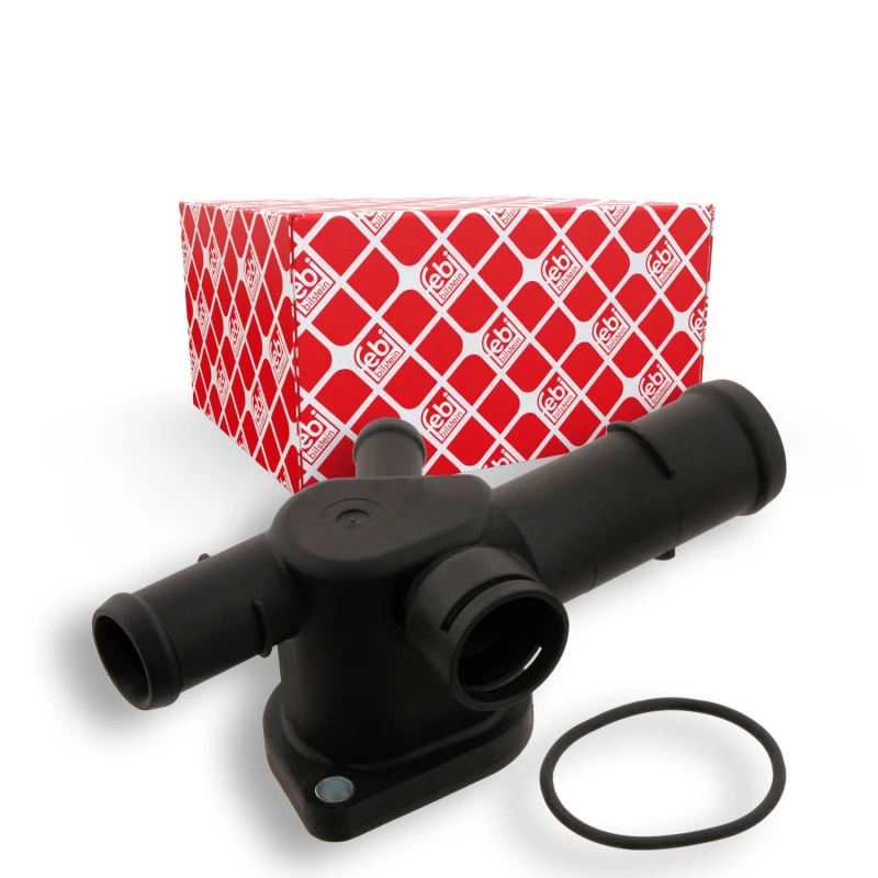 Image of FEBI BILSTEIN 29888 Coolant Flange Plastic, Cylinder Head, with gasket/seal Plastic Coolant Flange (3219)