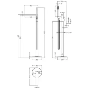 image of Nuie Windon Freestanding Bath Shower Mixer - Brushed Brass