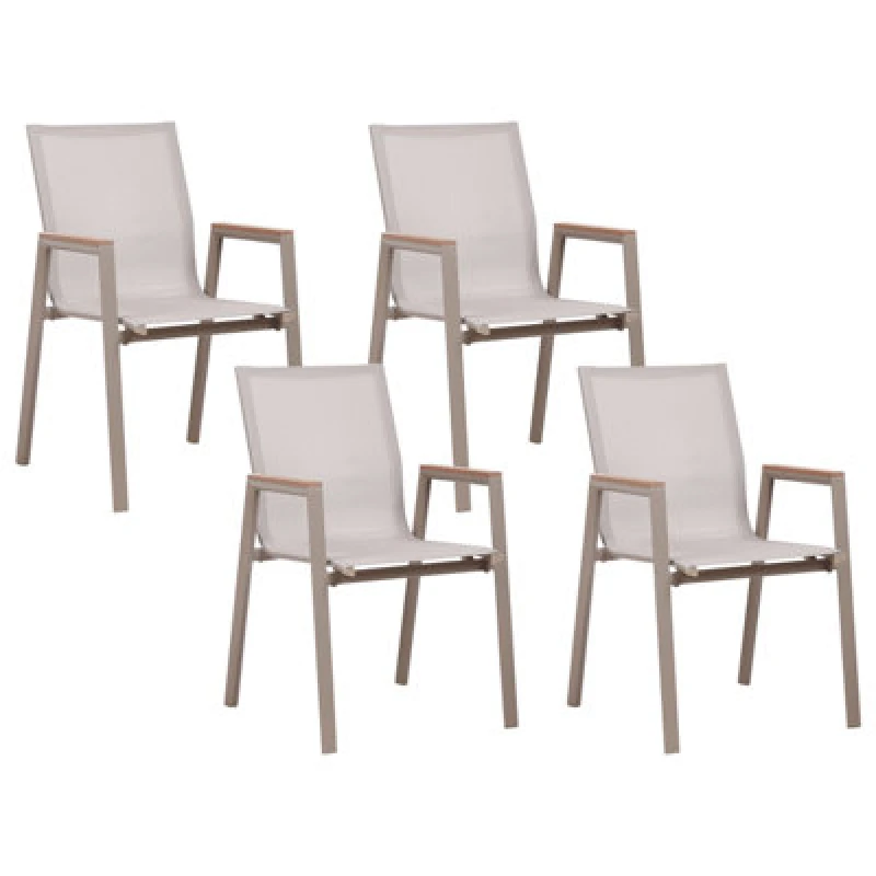Image of Beliani Set Of 4 Garden Chairs Tiano Metal Taupe