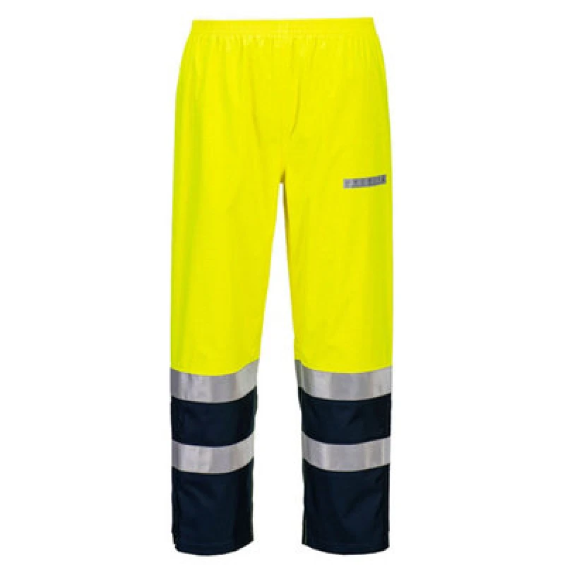 Image of Bizflame Rain Hi Vis Waterproof Light Arc Trousers FR410YNRXXXL Colour: Yellow / Navy