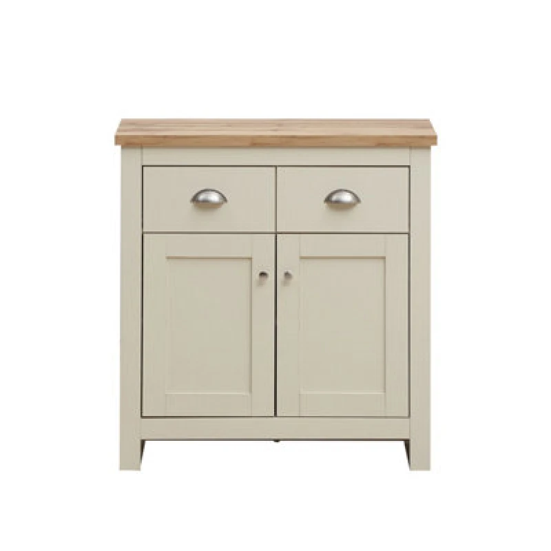 Image of Timber Art Design Lisbon Compact 2 Doors 2 Drawer Sideboard Storage Cabinet Cupboard Cream Oak