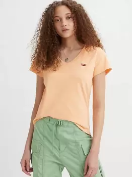 Image of Perfect V Neck Tee - Orange / Almond Cream