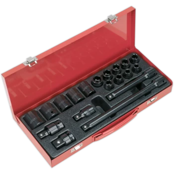 image of Sealey 19 Piece 1/2" Drive Hexagon WallDrive Impact Socket Set Metric 1/2"