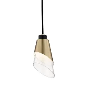 image of Angie 1 Light Pendant Brass, Black, Glass