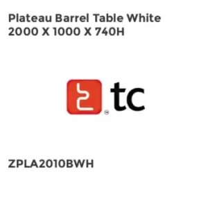 Image of TC Group Plateau Barrel Table White 2000 x 1000 x 740H