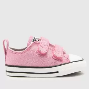 image of Converse Pink All Star 2v Lo Prism Glitter Girls Toddler Trainers