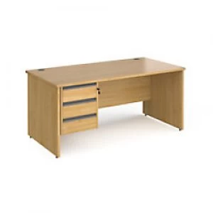 Image of Dams International Straight Desk with Oak Coloured MFC Top and Graphite Frame Panel Legs and 3 Lockable Drawer Pedestal Contract 25 1600 x 800 x 725mm
