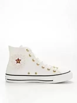 Image of Converse Chuck Taylor All Star Hi-Tops - Off-White, Off White, Size 4, Women