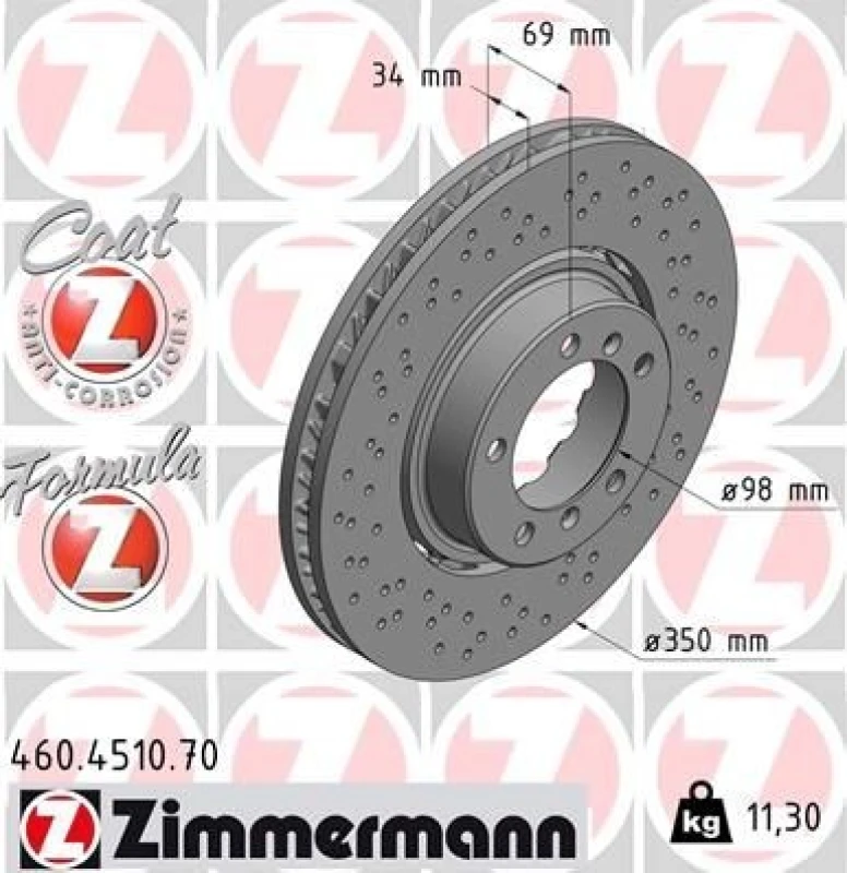 Image of ZIMMERMANN Brake disc ZIMMERMANN 460.4510.70