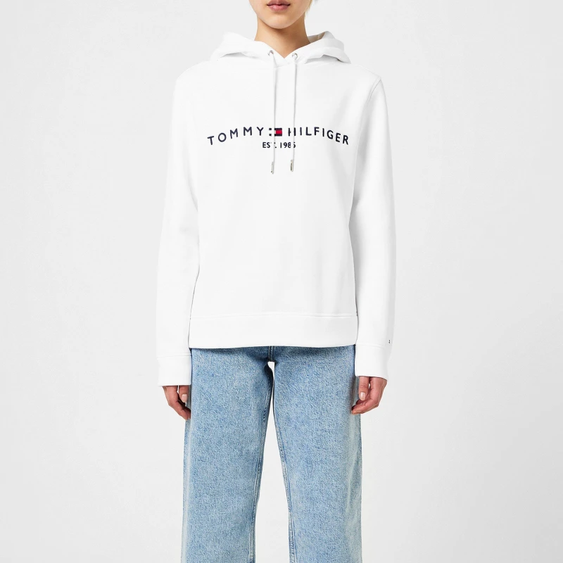 Image of Tommy Hilfiger Heritage Cotton-Blend Jersey Hoodie - S White Hoodies and Sweatshirts female WW0WW31998YBR S