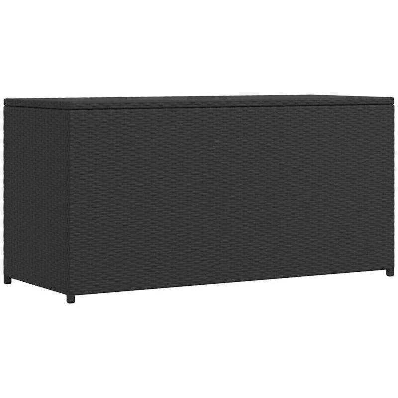 Image of vidaXL Garden Storage Chest Poly Rattan Black Outdoor Patio Utility Box Case