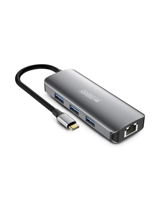Image of Urban Factory Urban Factory HUBEE 8 IN 1 : HUB USB-C WITH 3 USB-A / 1 HDMI 4K / 1 RJ45 / 2 CARD READERS AND 1 USB-C 100W PD MHC50UF