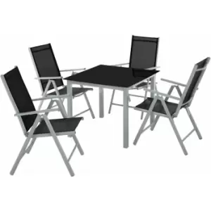 Image of Tectake - Garden table and chair set 4 Chairs, 1 Table - outdoor table and chairs, garden table and chairs set, patio set - silver/gray - silver/gray