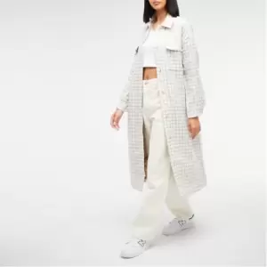 Missguided Petite Houndstooth Longline Shacket - White