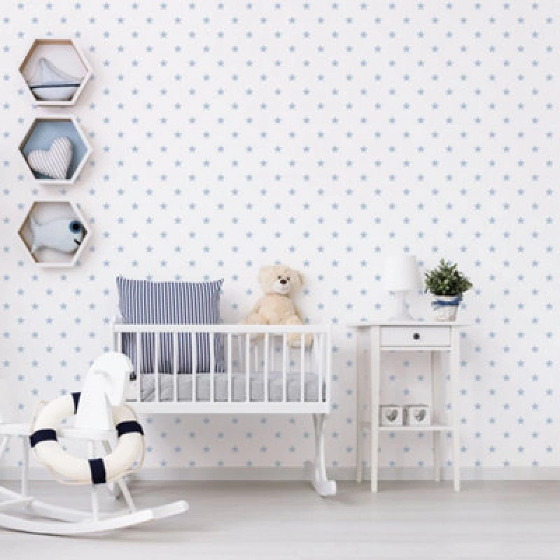Image of Galerie Deauville 2 Sky Blue White Deauville Star Smooth Wallpaper
