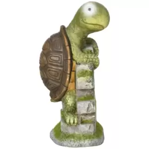 Image of Outsunny Vivid Tortoise Art Sculpture with Solar LED Light, Colourful Garden Statue, Outdoor Ornament Home Decoration for Porch, Deck, Grass