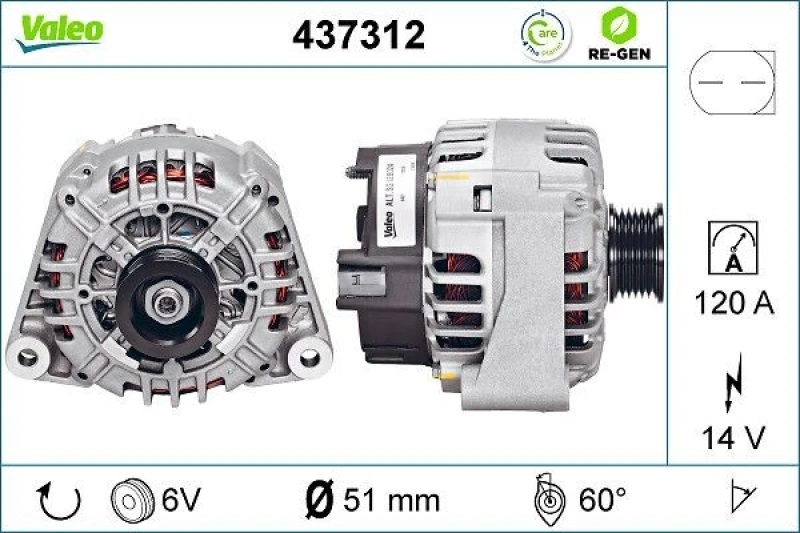 Image of VALEO Alternator VALEO 437312