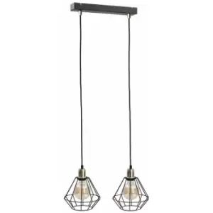 Image of Keter Foskal Bar Pendant Ceiling Light Gold, 50cm, 2x E27