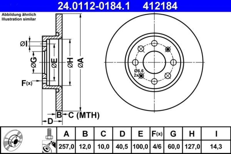 Image of ATE 24.0112-0184.1 Brake disc solid, Coated, with bolts/screws Brake Disc (82)