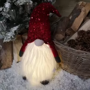 Image of 63cm Tall Light Up Christmas Gnome Gonk Decoration With Red Sequins Sitting