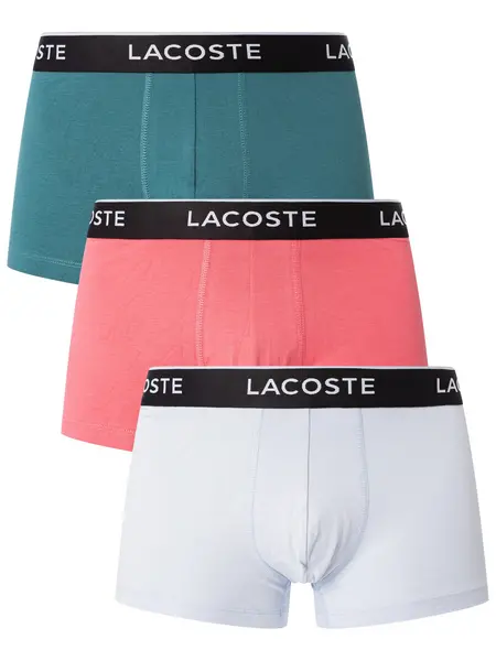 image of Lacoste 3 Pack Trunks Grey/Pink/Black XXL