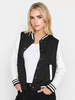 Image of PixieGirl Petite Varsity Bomber Jacket, Black, Size 12, Women
