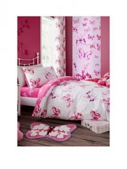 Image of Catherine Lansfield Butterfly Duvet Cover Set - Single, Pink