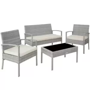 image of Tectake Sparta Rattan Garden Bench Set -light Grey