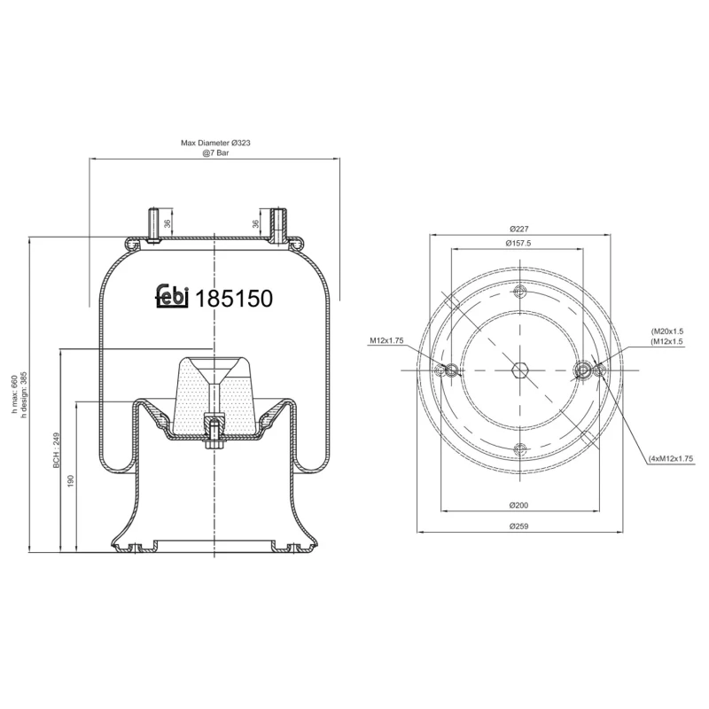 Image of FEBI BILSTEIN 185150 Boot, air suspension Boot,air suspension (324)