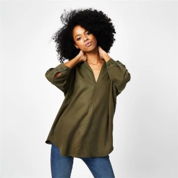 image of Jack Wills Southcote V Neck Blouse - Green